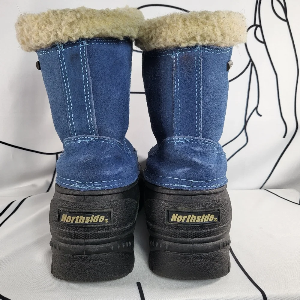 Northside ThermoLite Thin Insulation 9 Denim Blue Black Suede Zip Ankle Boots - Picture 4 of 9